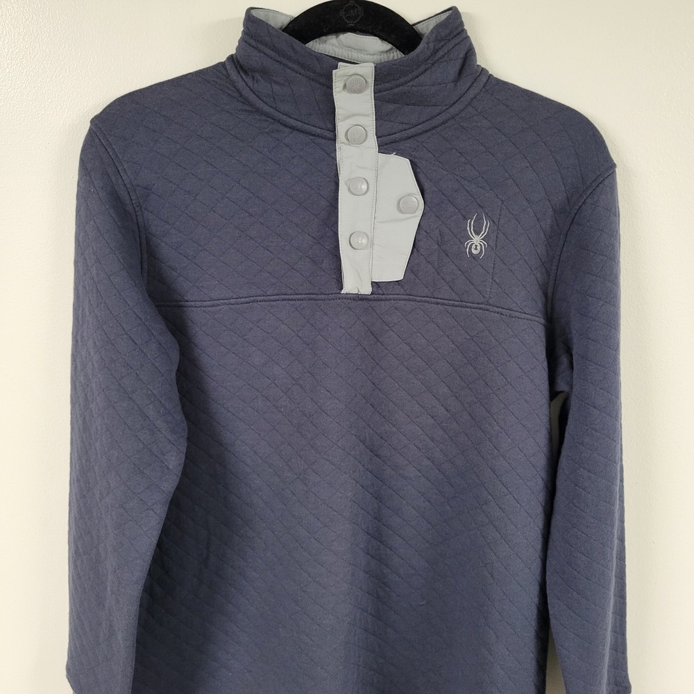 Spyder Boys Frontier Quilted Pullover Sweatshirt‎ Kyd's XL Mock Neck Blue NWT